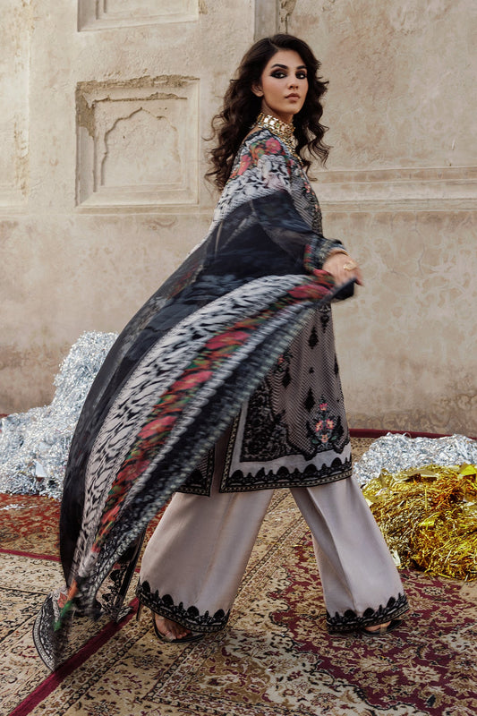 3-pc Unstitched Embroidered Printed Chiffon Collection VSL25-44