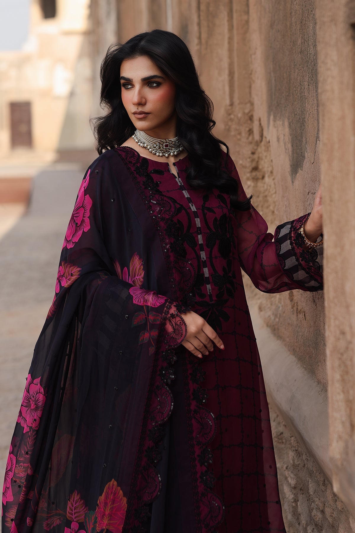 3-pc Unstitched Embroidered Printed Chiffon Collection VSL25-39