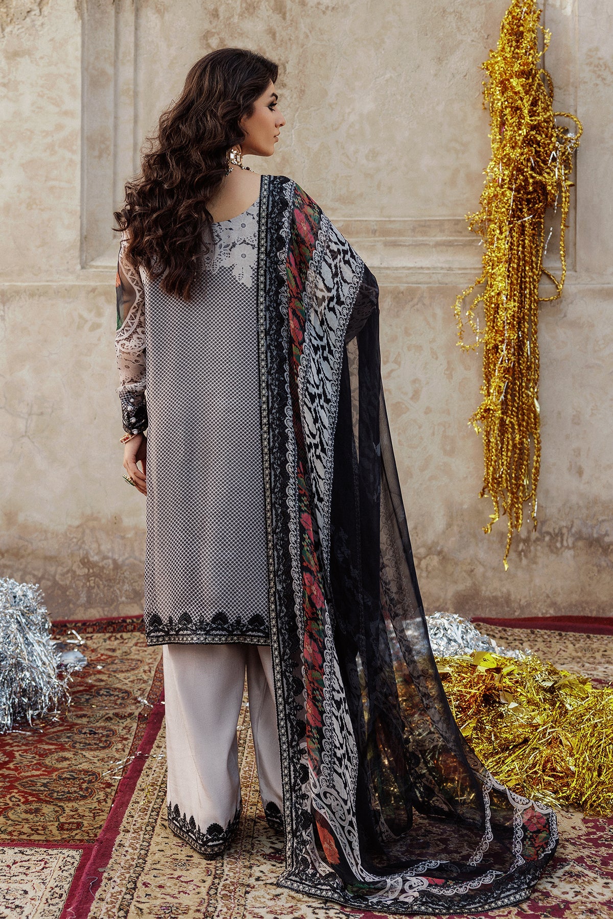3-pc Unstitched Embroidered Printed Chiffon Collection VSL25-44