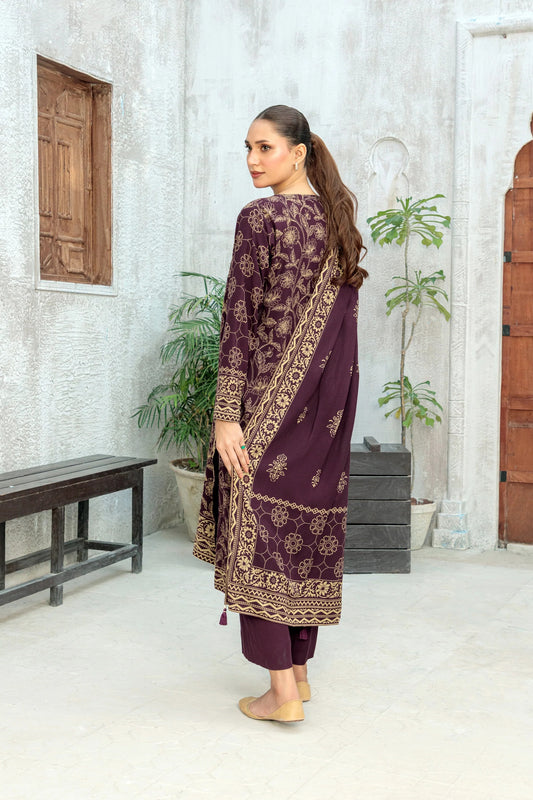 03 Piece Unstitched Pashmina Printed